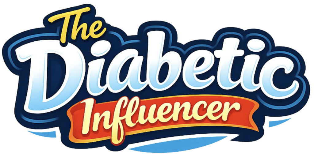 The Diabetic Influencer logo with bold blue and white lettering and red banner, representing a Type 2 diabetes education and support platform focused on diabetes management and health advocacy.